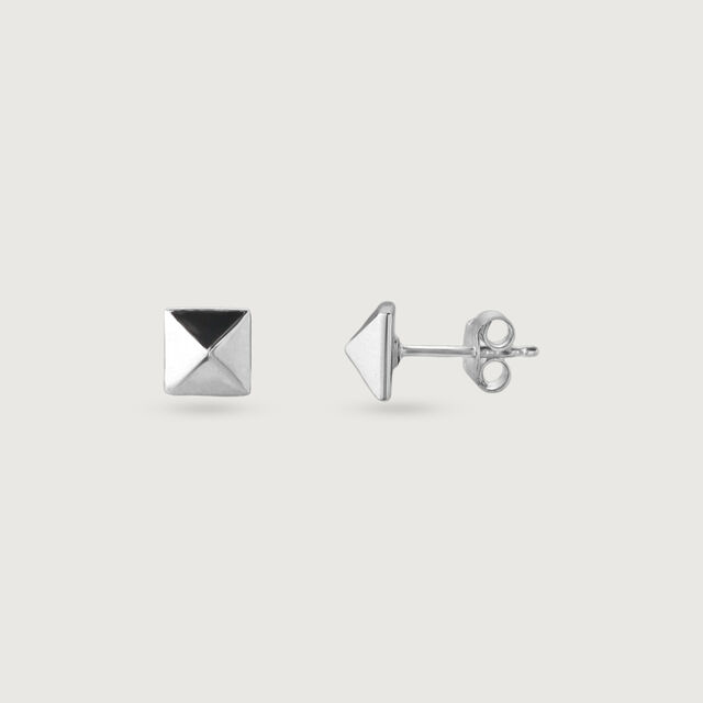 Bold Noir Silver Stud Earrings,,hi-res image number null