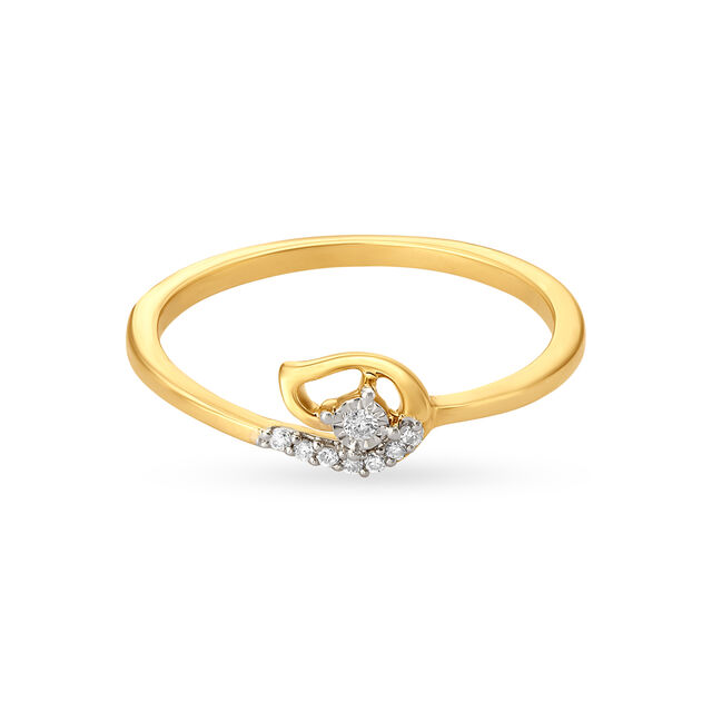 Charming 18 Karat Yellow Gold And Diamond Leaf Ring,,hi-res view 3