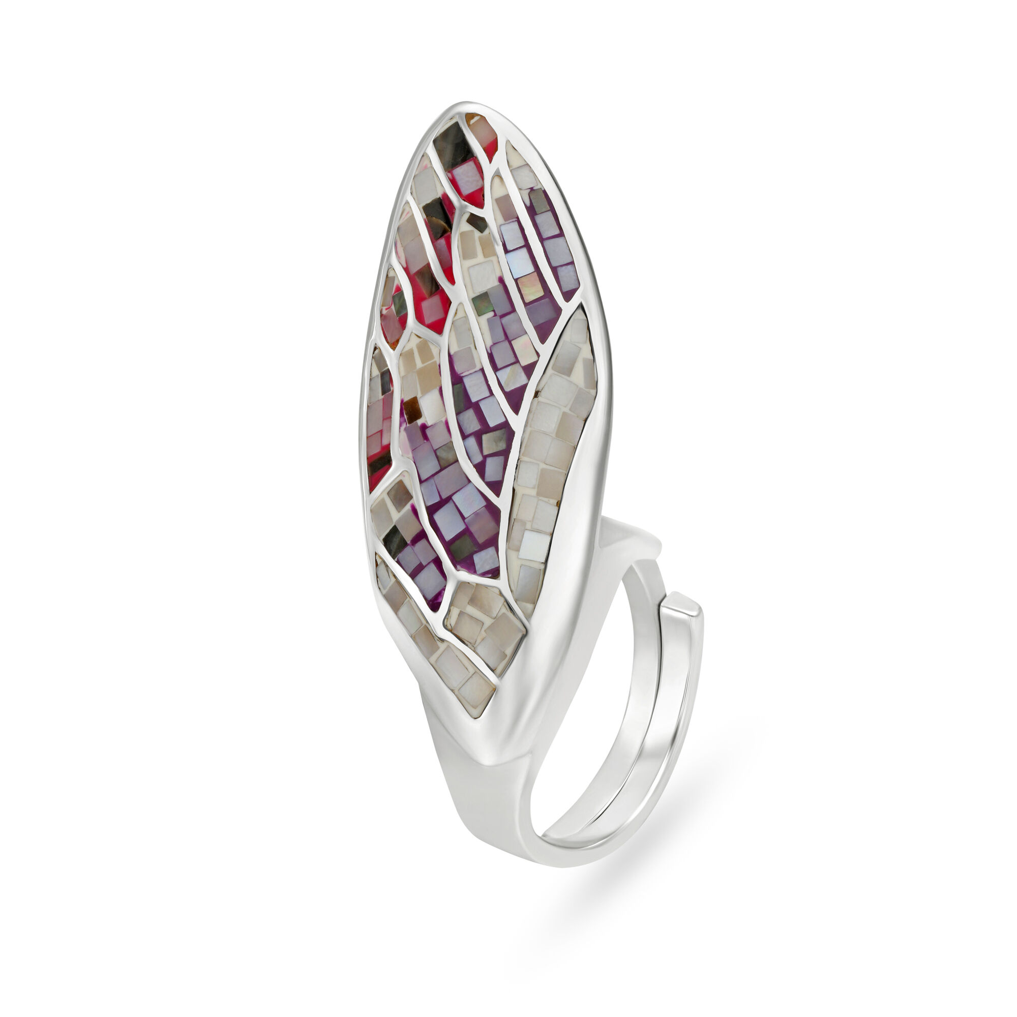 Single Wing Embellished With Mother Of Pearl Finger Ring