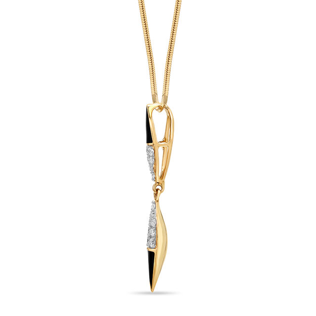 14 KT Yellow Gold Sleek Diamond Pendant,,hi-res view 4