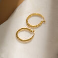 22KT Yellow Gold Stylish Classy Hoop Earrings,,hi-res view 1