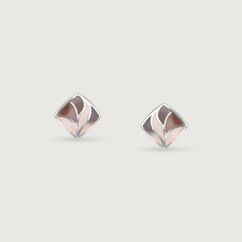 Artistic Mosaic Opal Silver Stud Earrings