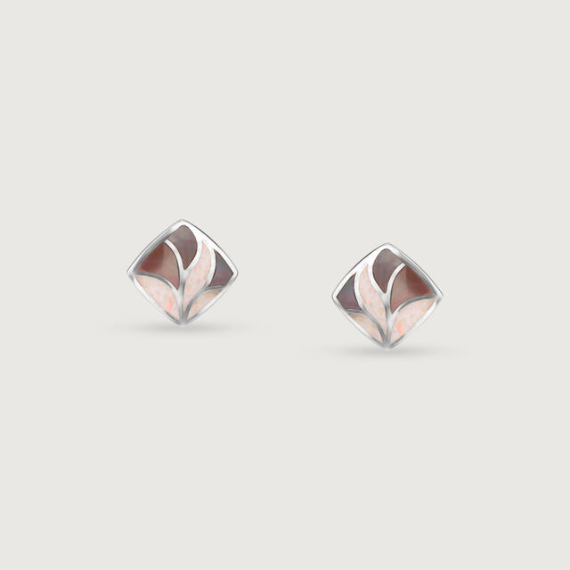 Artistic Mosaic Opal Silver Stud Earrings,,hi-res image number null