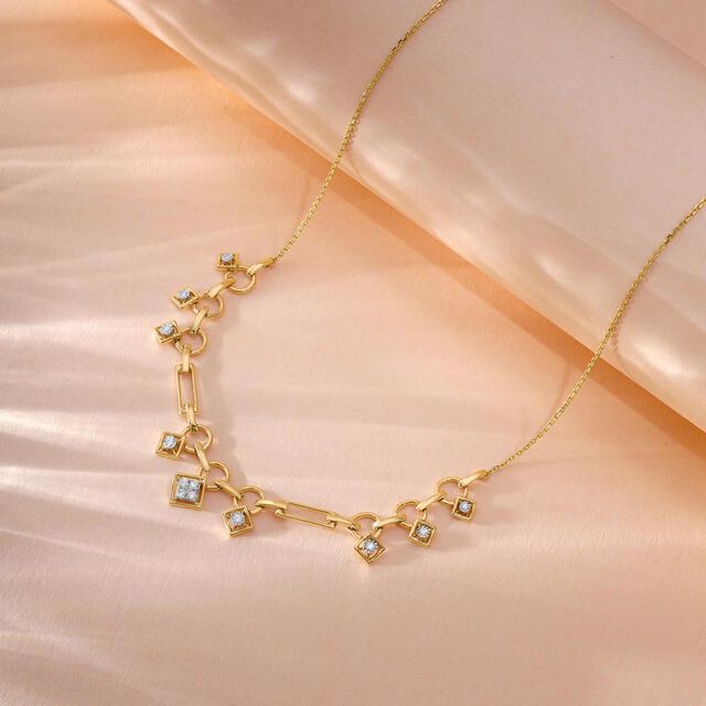 Geometric Charm Diamond Necklace,,hi-res image number null