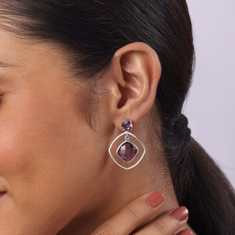 Buy Geometric Allure Silver Drop Earrings for Women Online Mia by Tanishq