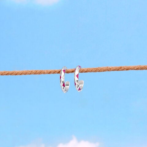 Playful Sculpted Silver Hoop Earrings