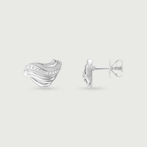 Sculpted Shine Silver Stud Earrings