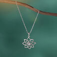 Petal Outline Silver Necklace,,hi-res view 1