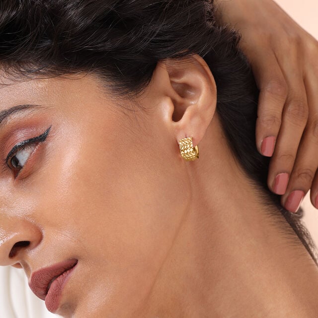 Artisanal Prism 18KT Gold Hoop Earrings,,hi-res image number null