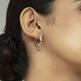 Geometric Luxe Gold & Diamond Hoop Earrings,,hi-res view 2