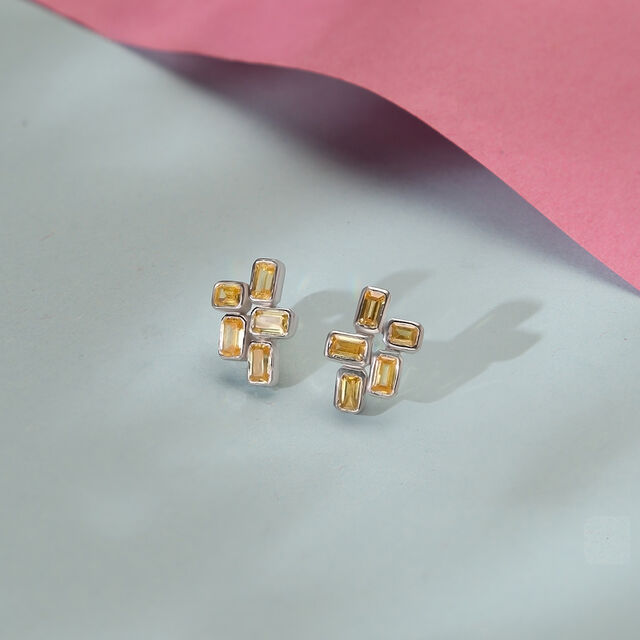 Sunny Bloom Silver Stud Earrings,,hi-res image number null