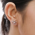 14KT Rose Gold Simple Floral Stud Earrings,,hi-res view 3