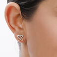 14KT Yellow Gold Entwined Hearts Diamond Stud Earrings,,hi-res view 3