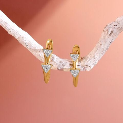 Playful Geometry Diamond Hoop Earrings