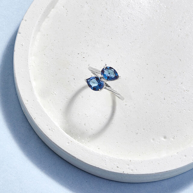 Electric Blue Silver Finger Ring,,hi-res image number null