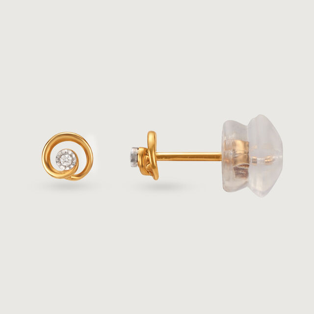 Twirl Radiance 14 Kt Gold and Diamond Stud Earrings,,hi-res image number null