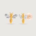 Buzzing Bee 18KT Gold Stud Earrings,,hi-res view 4