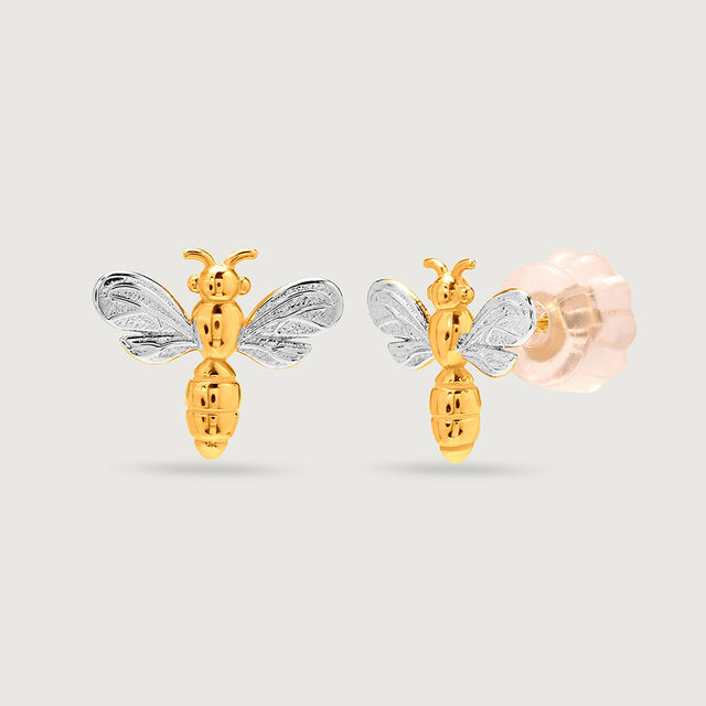 Buzzing Bee 18KT Gold Stud Earrings,,hi-res image number null