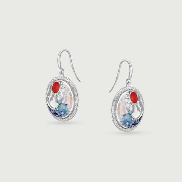 Mother of Pearl Sunny Silver Hoop Earrings,,hi-res image number null