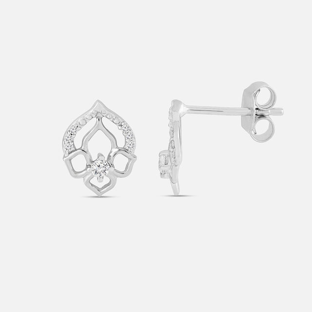 Romantic Baroque Silver Stud Earrings,,hi-res image number null
