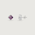 Vivid Geometric Amethyst Silver Stud Earrings,,hi-res view 4