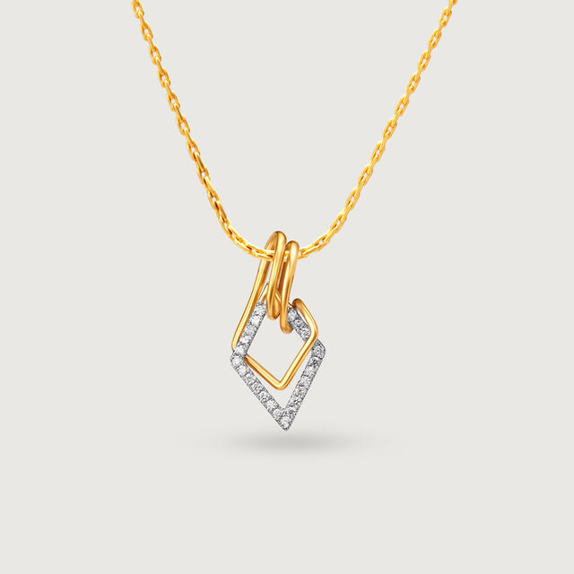 Geometric Charm Gold & Diamond Pendant,,hi-res image number null