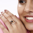 18KT Yellow Gold Gleaming Circle Diamond and Onyx Ring,,hi-res view 3
