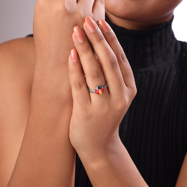Whimsical Ladybug Silver Ring,,hi-res image number null