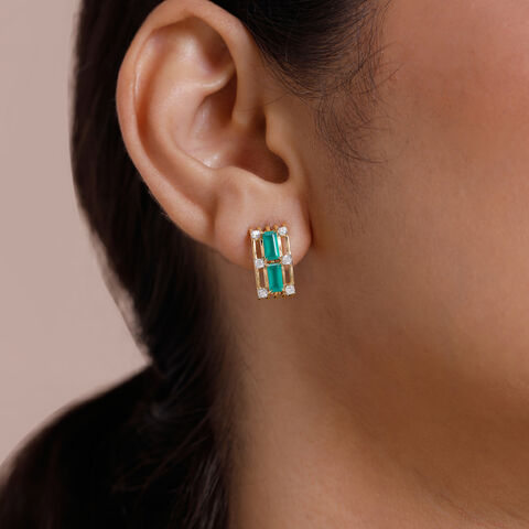 Sleek Cascading Green Onyx Hoop Earrings