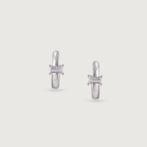Sleek Glimmer Silver Earrings