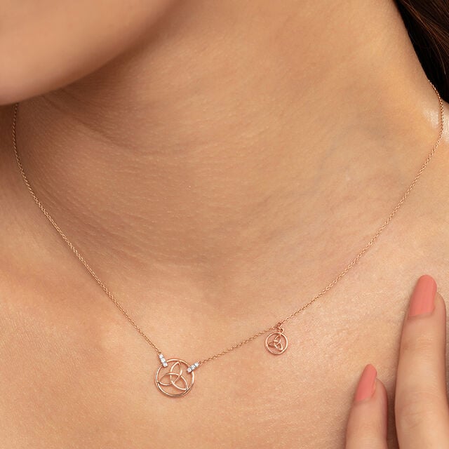 Trinity Knot Gold & Diamond Necklace,,hi-res image number null