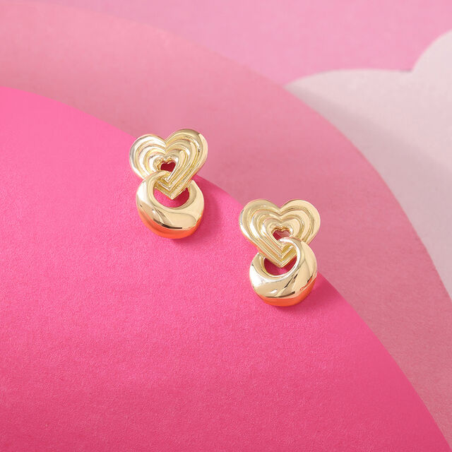 Chic Heart 14KT Pure Gold Stud Earring,,hi-res image number null