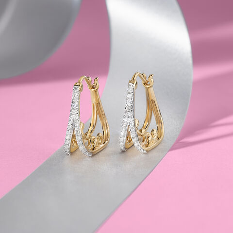 Art Deco Gold & Diamond Hoop Earrings
