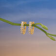 Linear Glow Diamond Hoop Earrings,,hi-res view 1