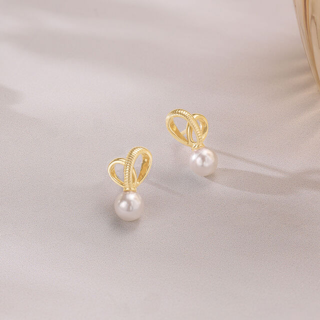 Ribbon Kiss Crystal White Earrings,,hi-res image number null