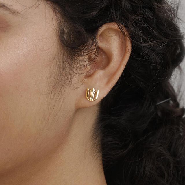 Lotus Aura Gold Stud Earrings,,hi-res image number null
