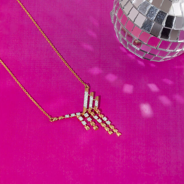 Disco Wave Gold & Diamond Necklace,,hi-res image number null