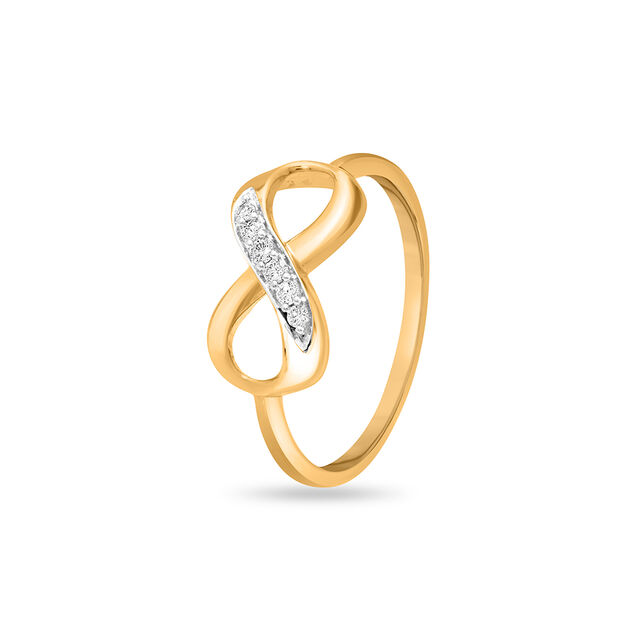 14KT Yellow Gold Infinity Diamond Finger Ring,,hi-res image number null