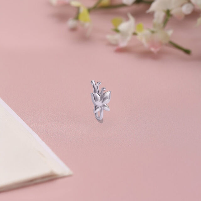 Whimsical Bloom Silver Nose Pin,,hi-res image number null