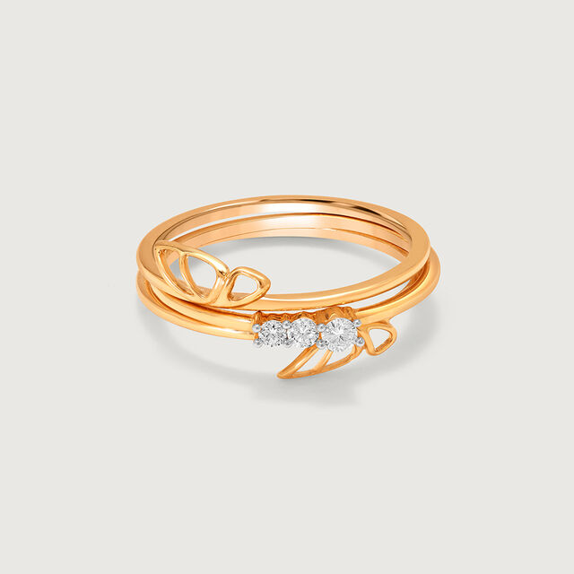 Butterfly Kiss Stackable Gold & Diamond Ring,,hi-res image number null