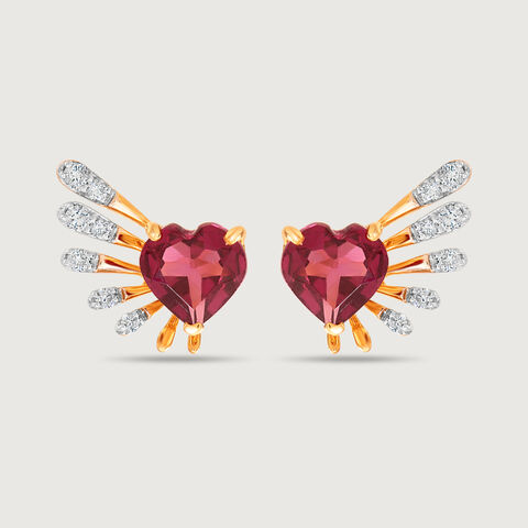Cupid Edit 14KT Gold Diamond & Pink Garnet Stud Earrings