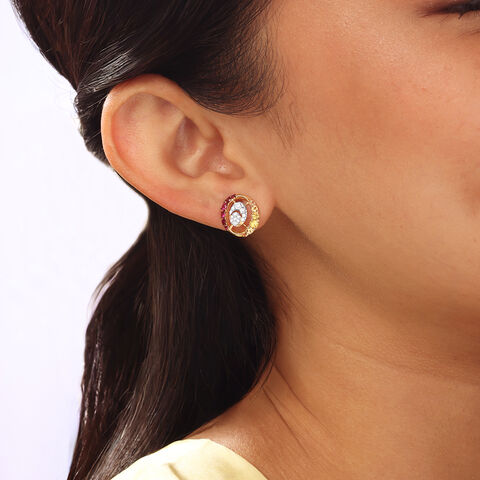 Sunrise Aura Sapphires & Diamond Stud Earrings