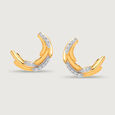 Sparkling Feather 14KT Gold & Diamond Stud Earring,,hi-res view 3