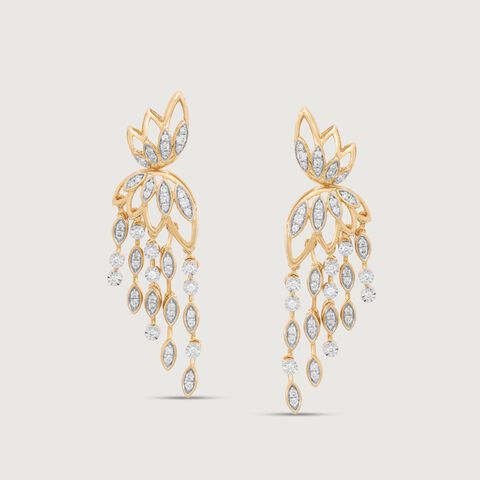 Lotus Cascade Diamond Drop Earrings