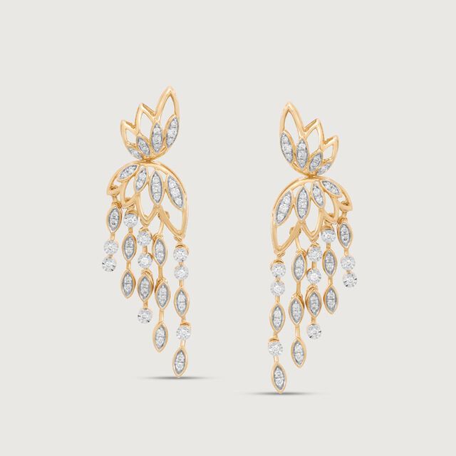 Lotus Cascade Diamond Drop Earrings,,hi-res image number null