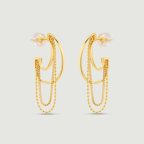 Fluid Cascading Gold Hoop Earrings