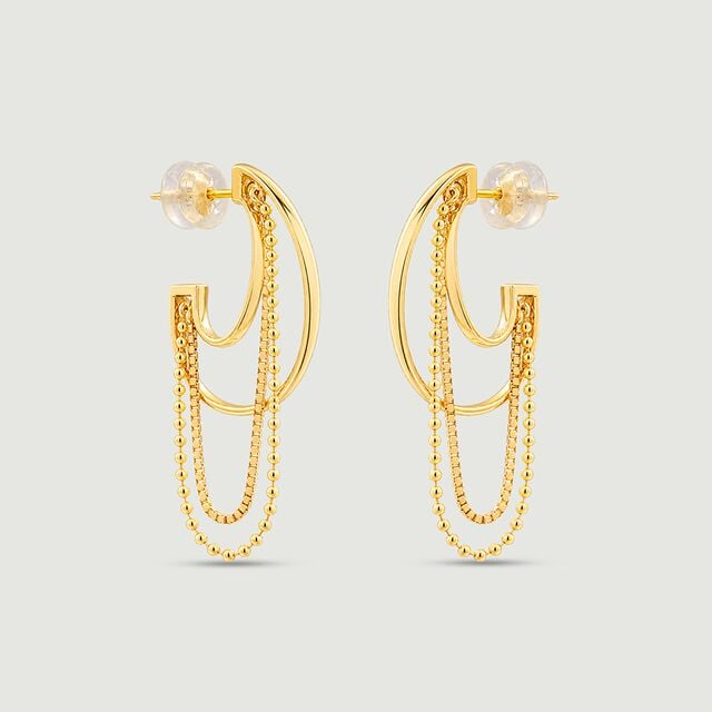 Fluid Cascading Gold Hoop Earrings,,hi-res image number null