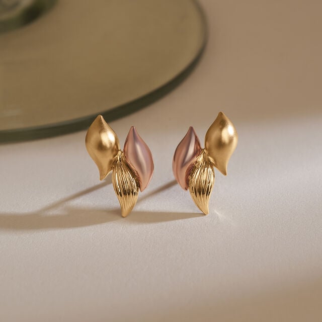 Graceful Textured Gold Stud Earrings,,hi-res image number null