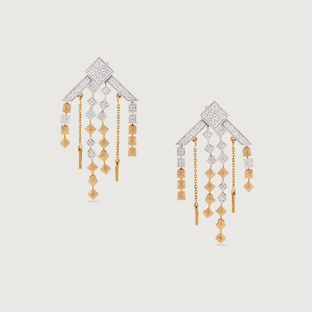 Retro Rhythm Gold & Diamond Drop Earrings,,hi-res image number null
