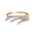 14 KT Sea Wave Diamond Studded Rose Gold Ring,,hi-res view 2